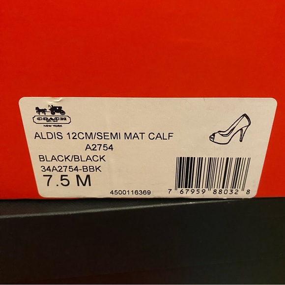 Coach Black Aldis Black Peep-Toe Platform Stiletto Heels - Picture 6 of 6